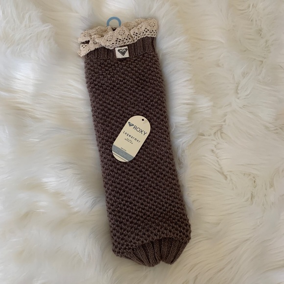 Roxy Accessories - Lace boot cuffs leg warmers brown cream Roxy NWT